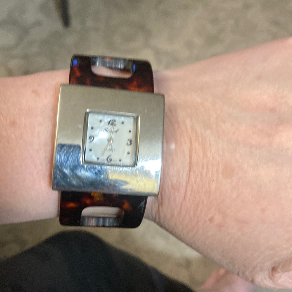 Osirock silver with resin cuff band watch